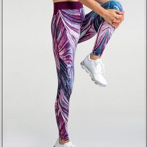 GYMSHARK Flex Training Leggings Purple Swirl Marble Strada Earth Print | Sz S